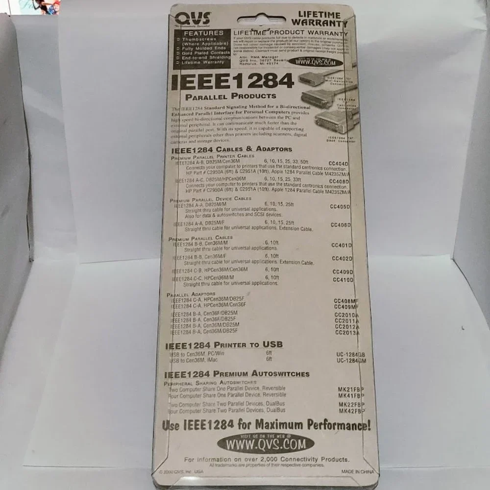 QVS Parallel Printer Cable IEEE1284 New